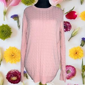 Kim Rogers classic cable knit pull over casual sweater in blush